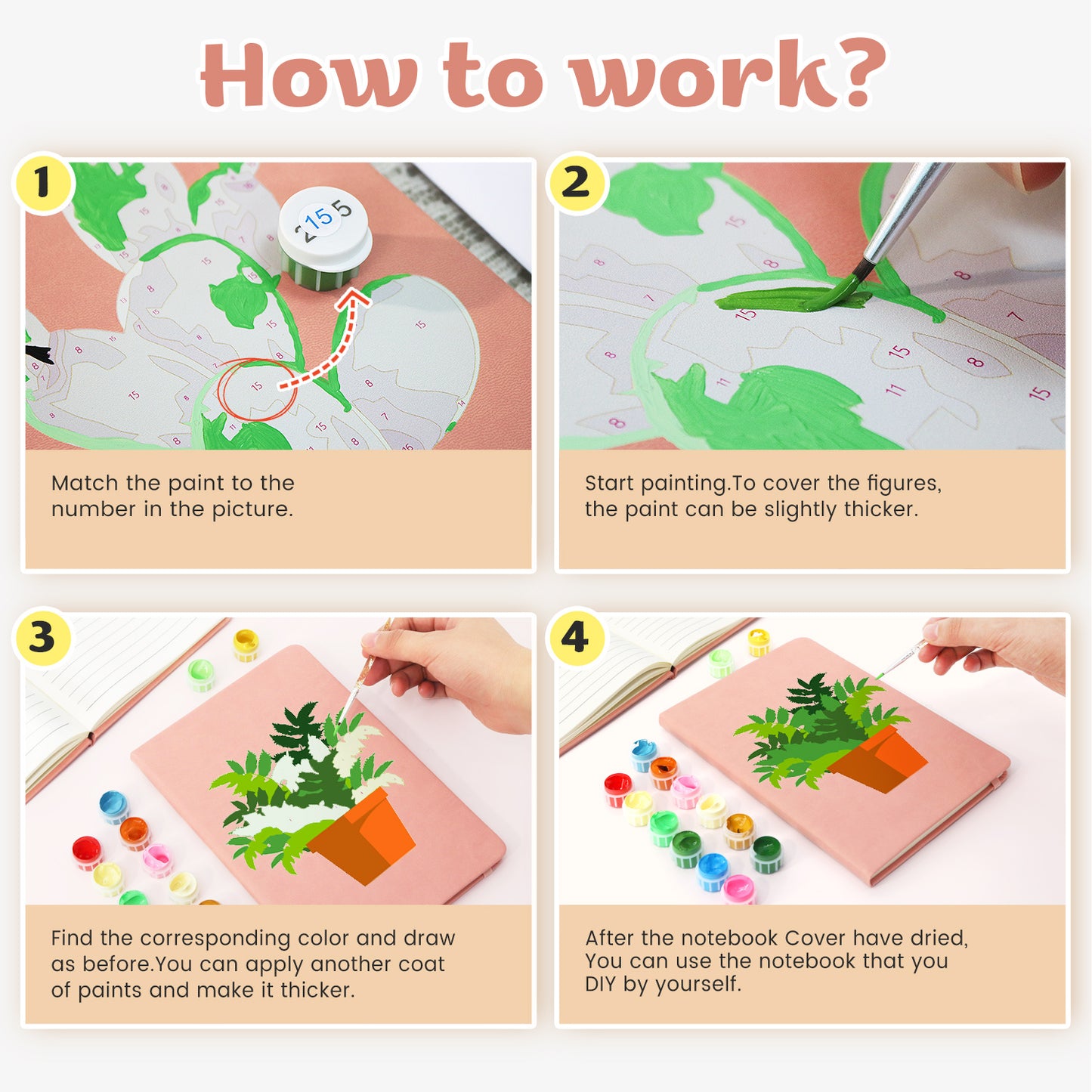 Potted Plants PBN Notebook