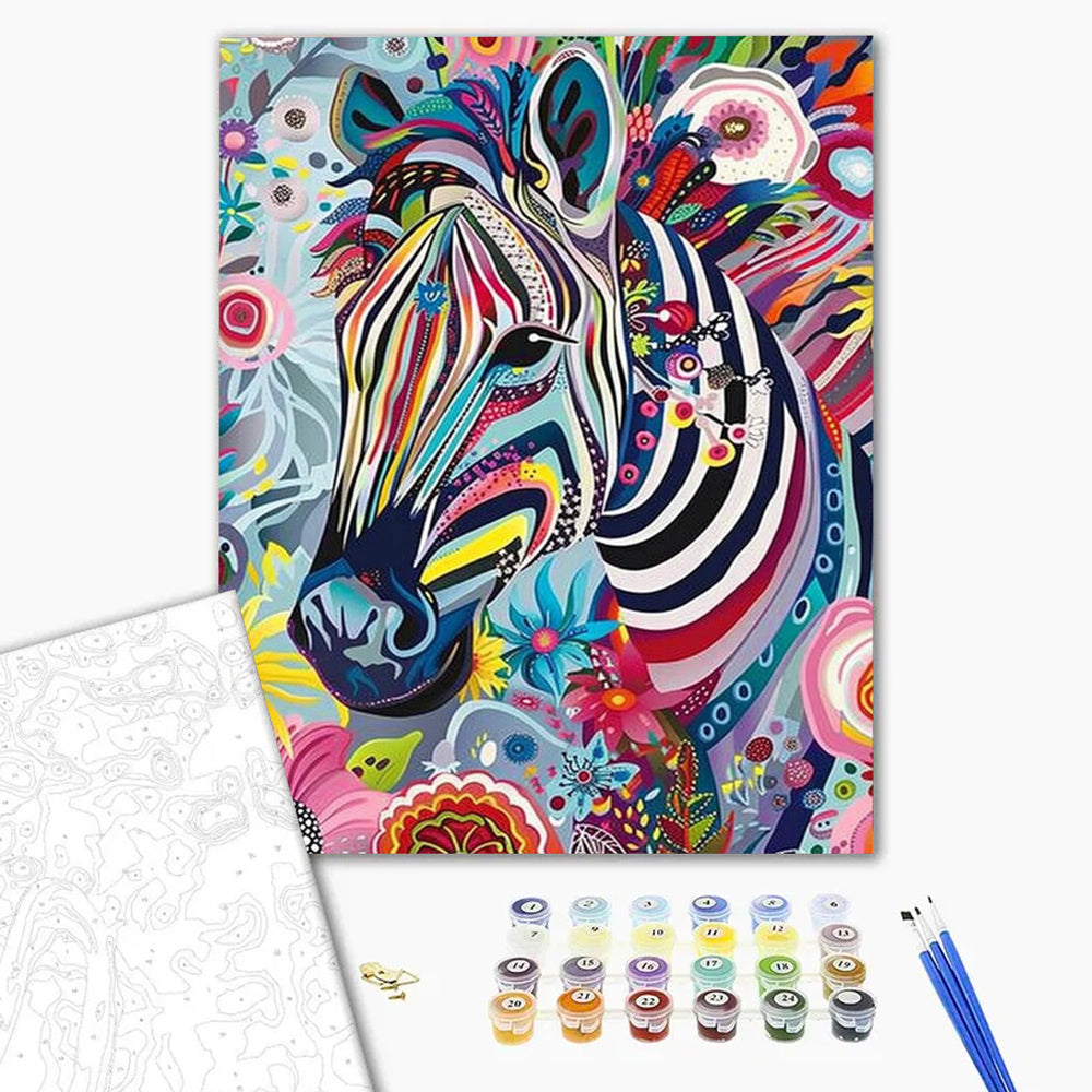 Rainbow Zebra Paint by Numbers