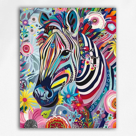 Rainbow Zebra Paint by Numbers