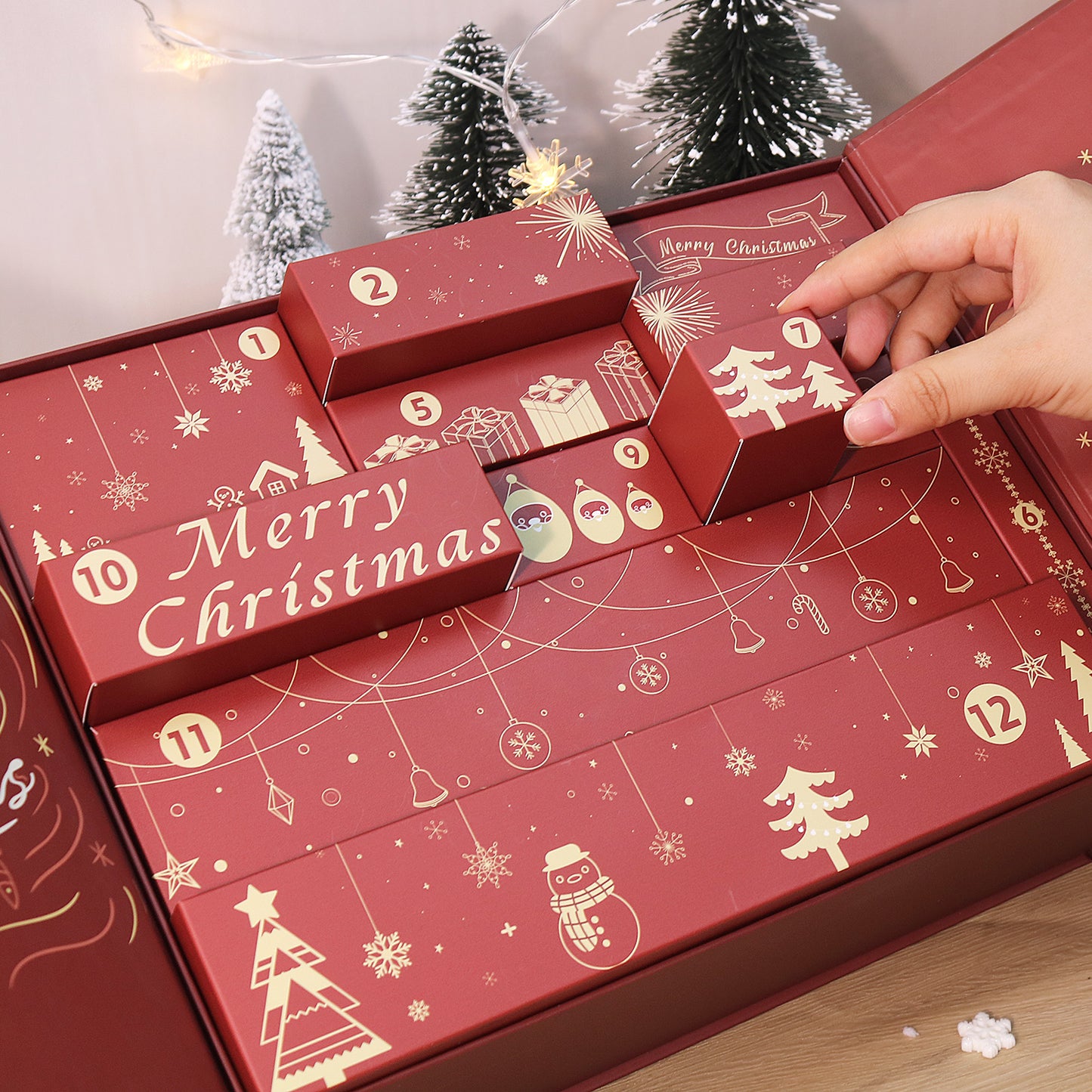Red Snowflake Christmas-PBN Calendar Gift Box