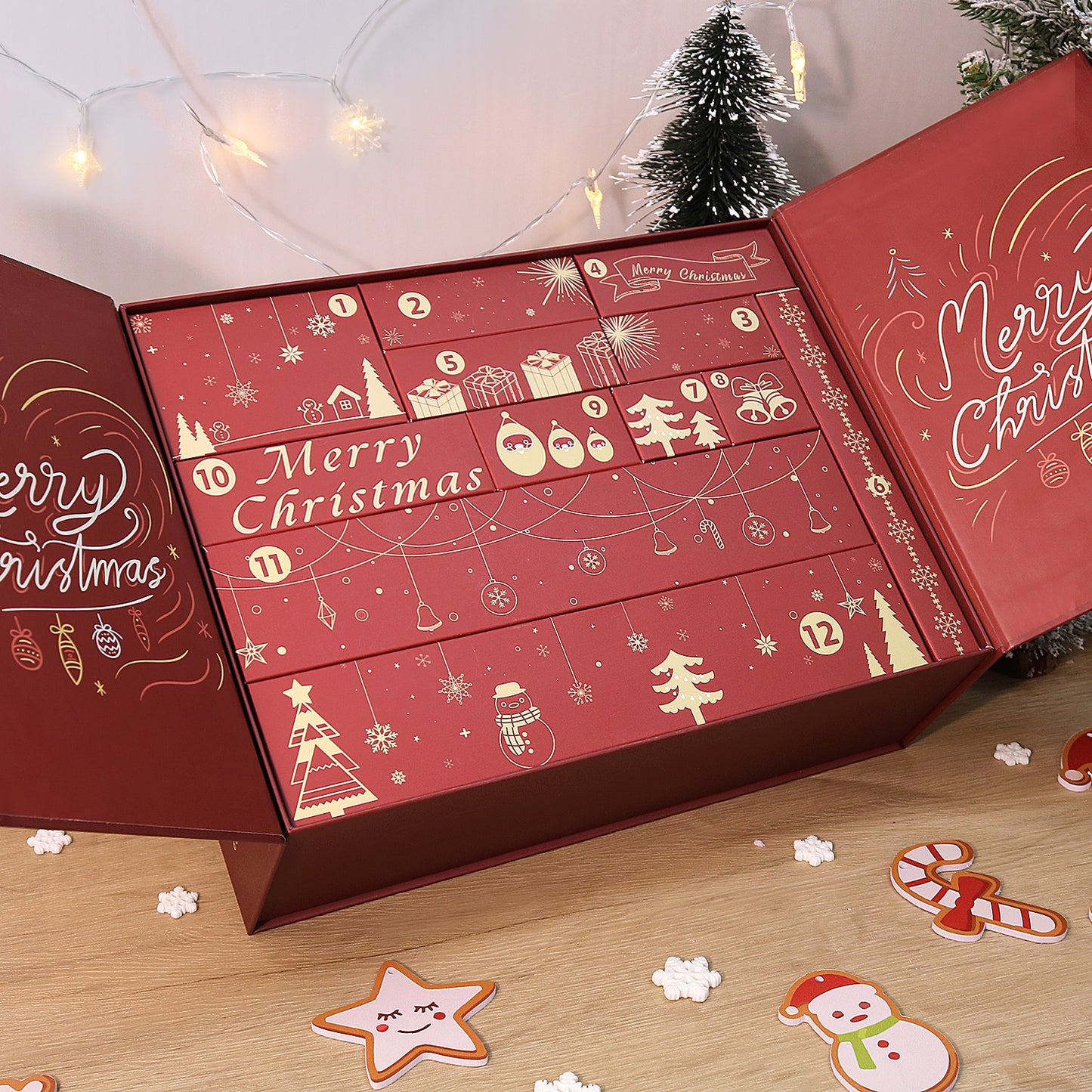 Red Snowflake Christmas-PBN Calendar Gift Box