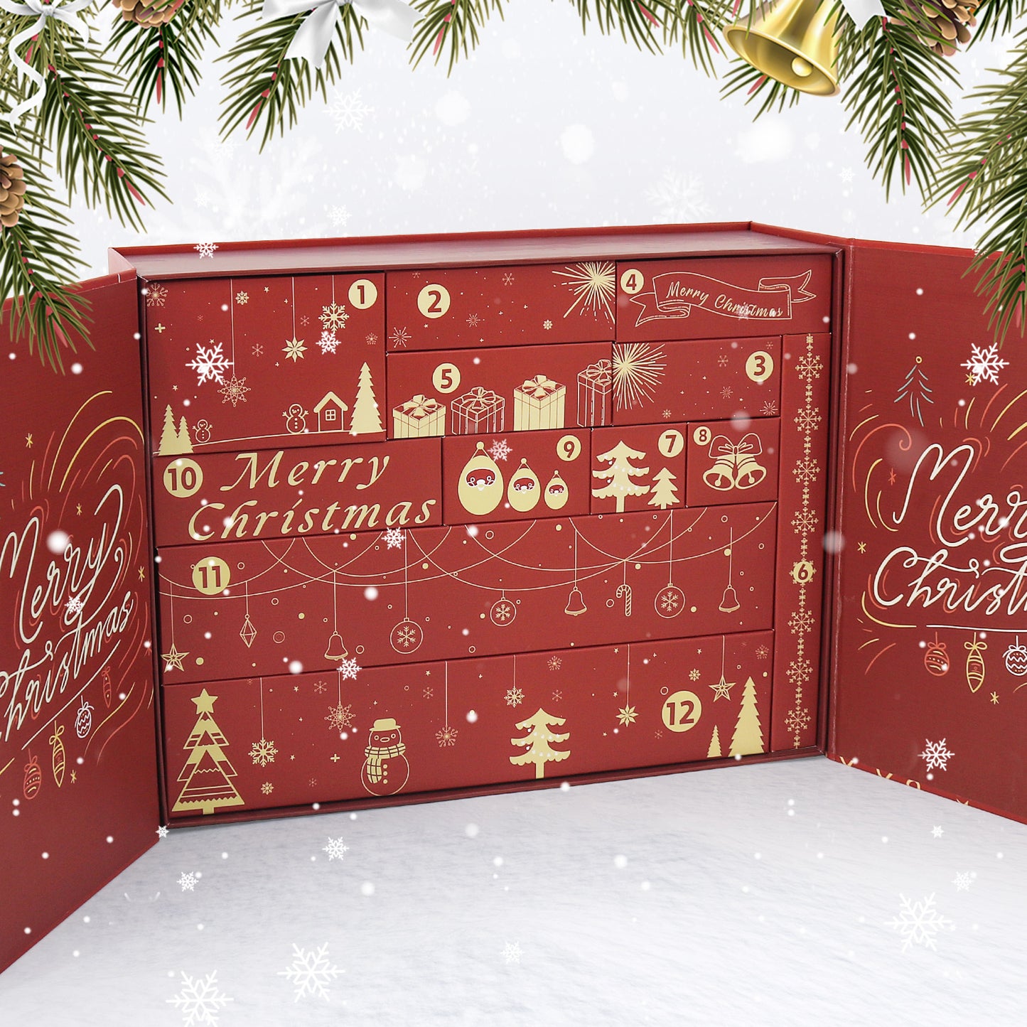Red Snowflake Christmas-PBN Calendar Gift Box