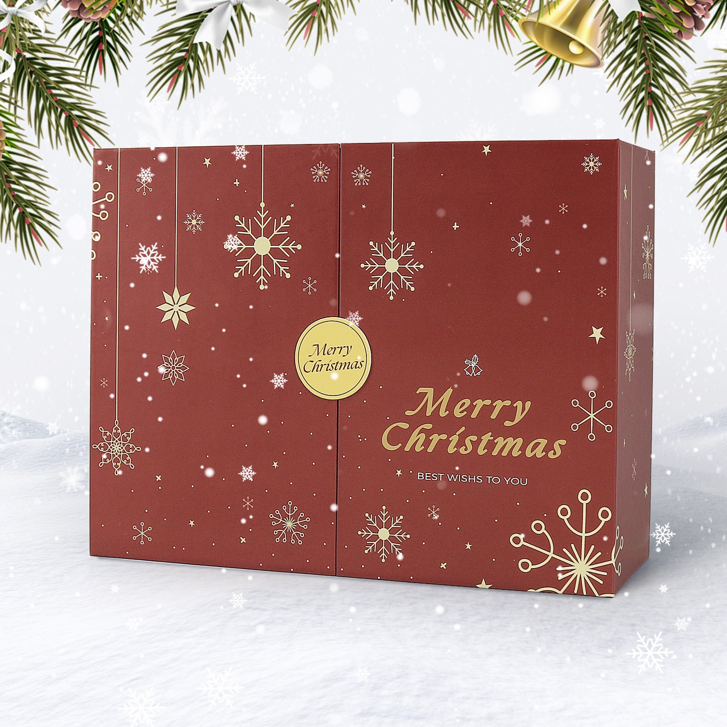 Red Snowflake Christmas-PBN Calendar Gift Box