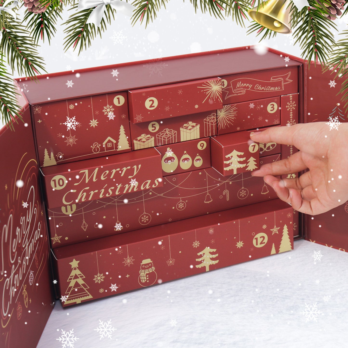 Red Snowflake Christmas-PBN Calendar Gift Box