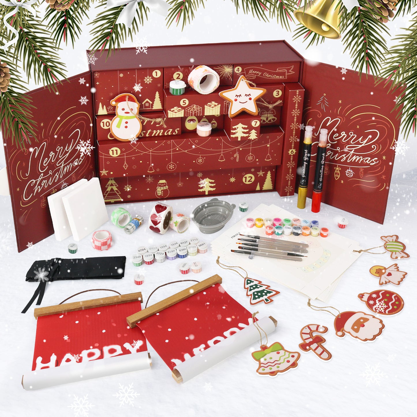 Red Snowflake Christmas-PBN Calendar Gift Box