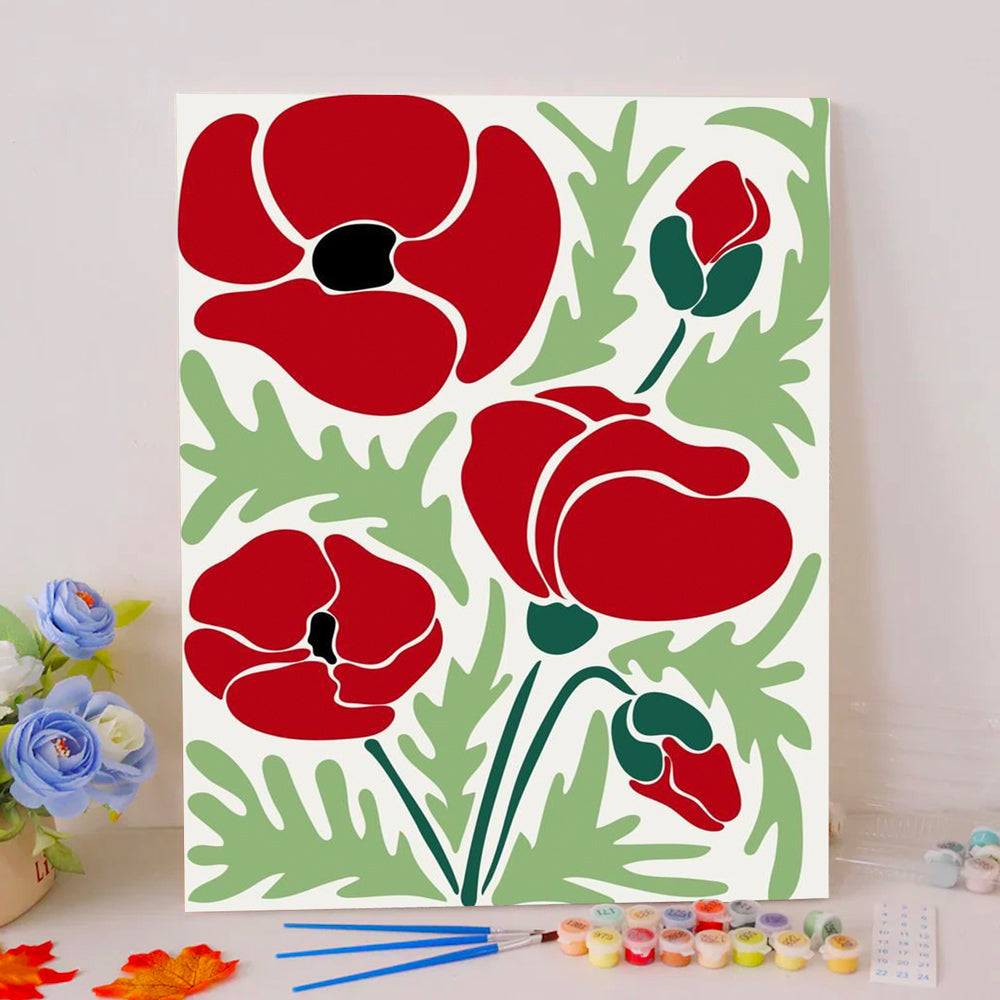 Red poppy flowers- Paint by Numbers Kits