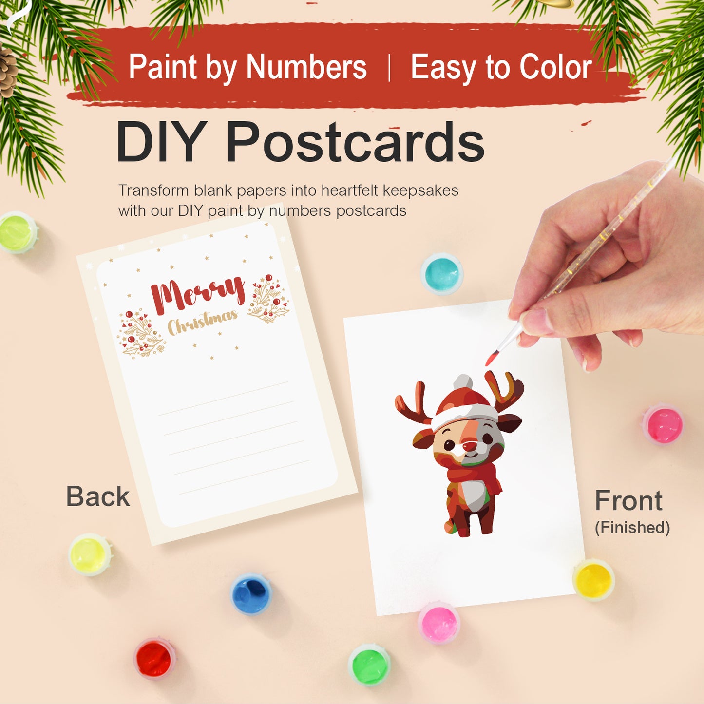 Reindeer PBN Poster Card