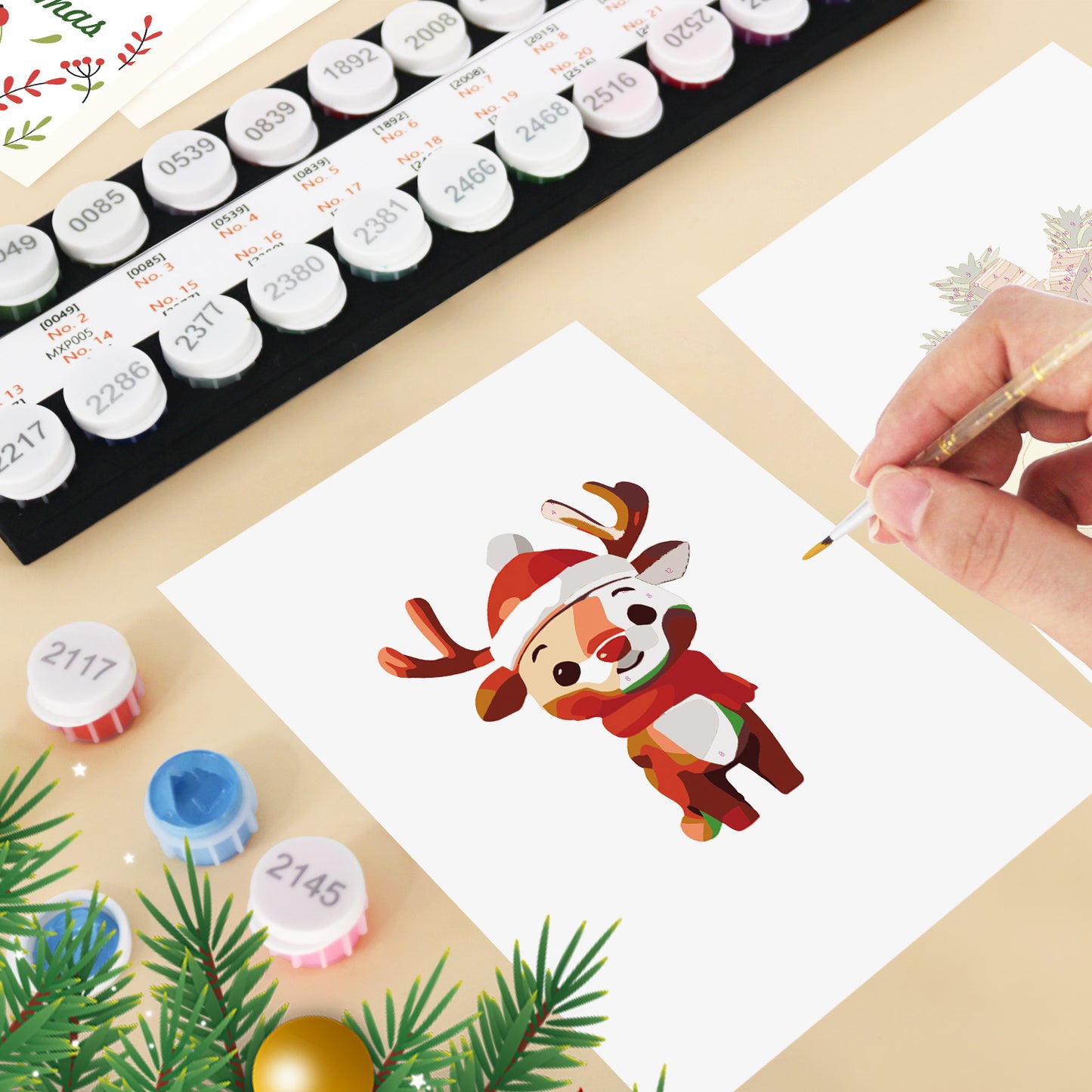 Reindeer PBN Poster Card