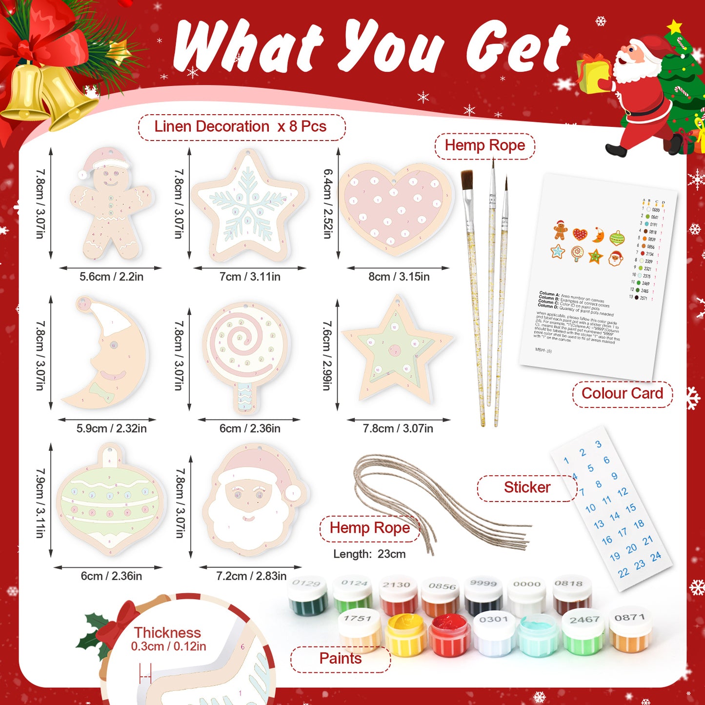 Santa Claus PBN Christmas Ornaments