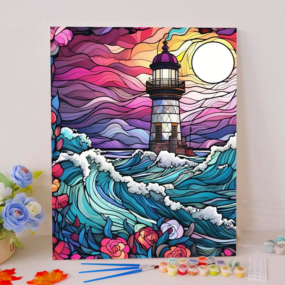 Waves and Lighthouse - Paint by Numbers Kits