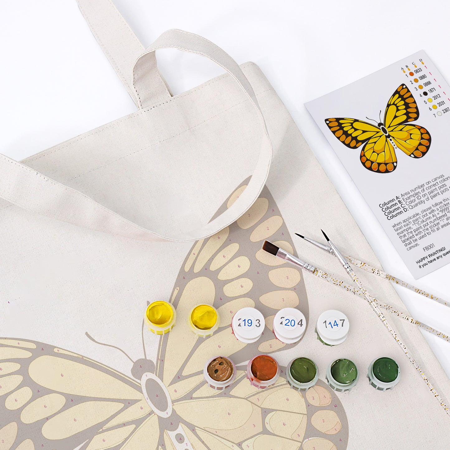 Yellow Butterfly PBN Bag