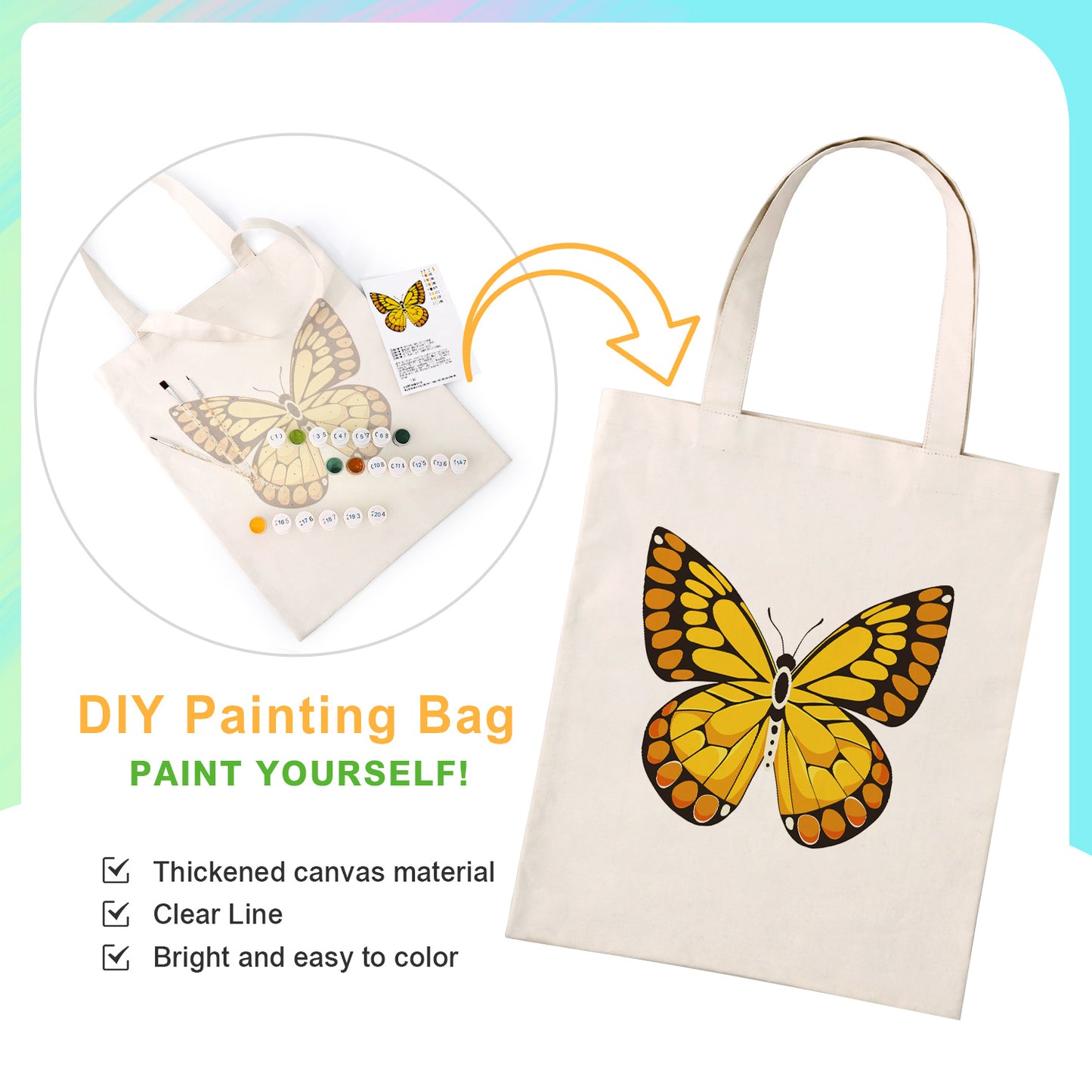 Yellow Butterfly PBN Bag