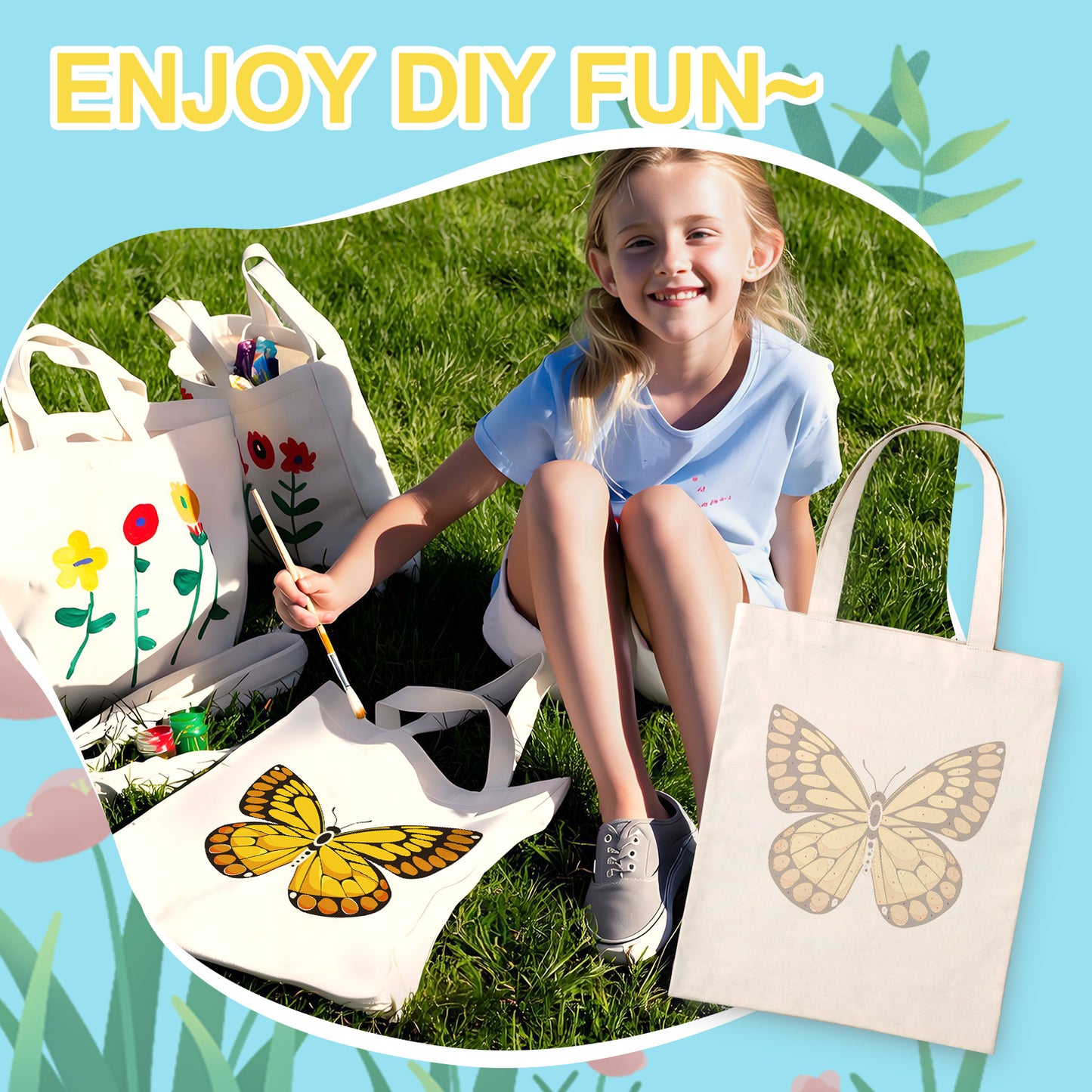 Yellow Butterfly PBN Bag