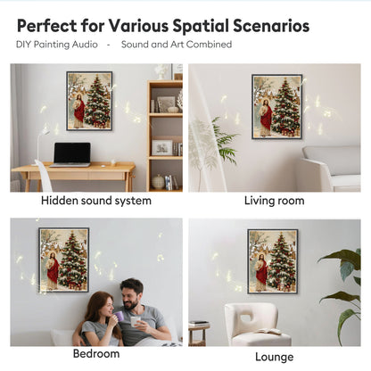 Jesus Christmas Tree Pearl Bead Painting, Xmas Wall Decor with Bluetooth Speaker