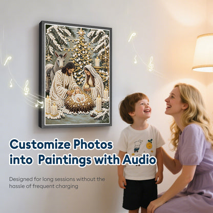 Holy Family Nativity Pearl Bead Painting, Christmas Wall Decor with Bluetooth Speaker