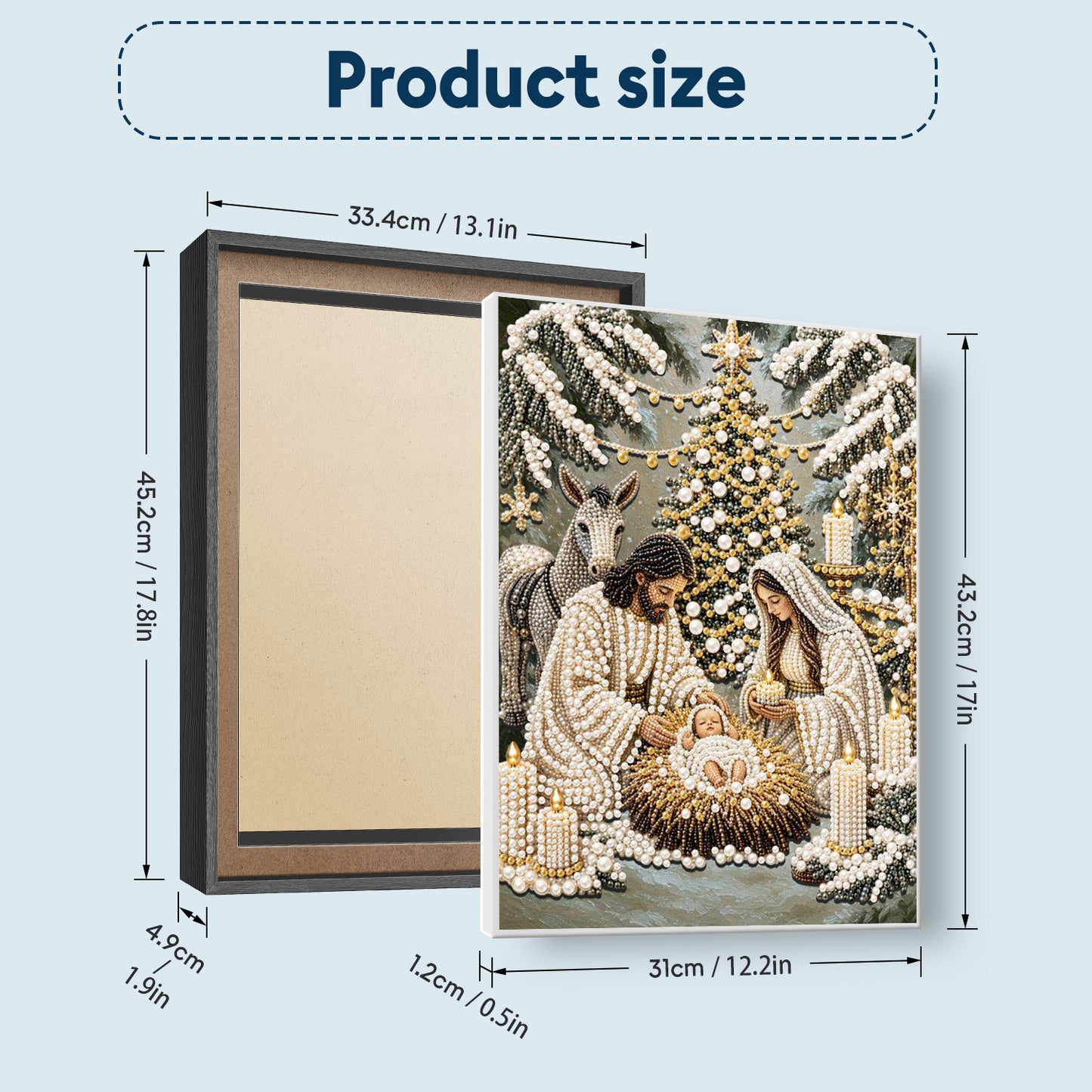 Holy Family Nativity Pearl Bead Painting, Christmas Wall Decor with Bluetooth Speaker