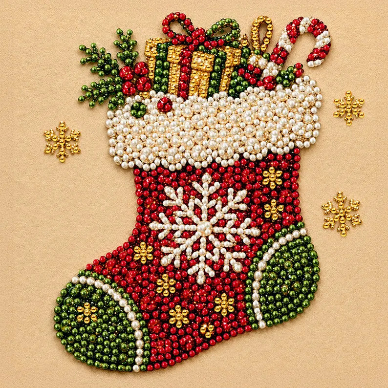 Christmas Diamond Art Kit, Cute Santa Pearl Bead Painting Craft, DIY Pearl Diamond Painting for Adults Beginners, Holiday Home Decor Gift
