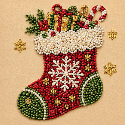 Christmas Diamond Art Kit, Cute Santa Pearl Bead Painting Craft, DIY Pearl Diamond Painting for Adults Beginners, Holiday Home Decor Gift
