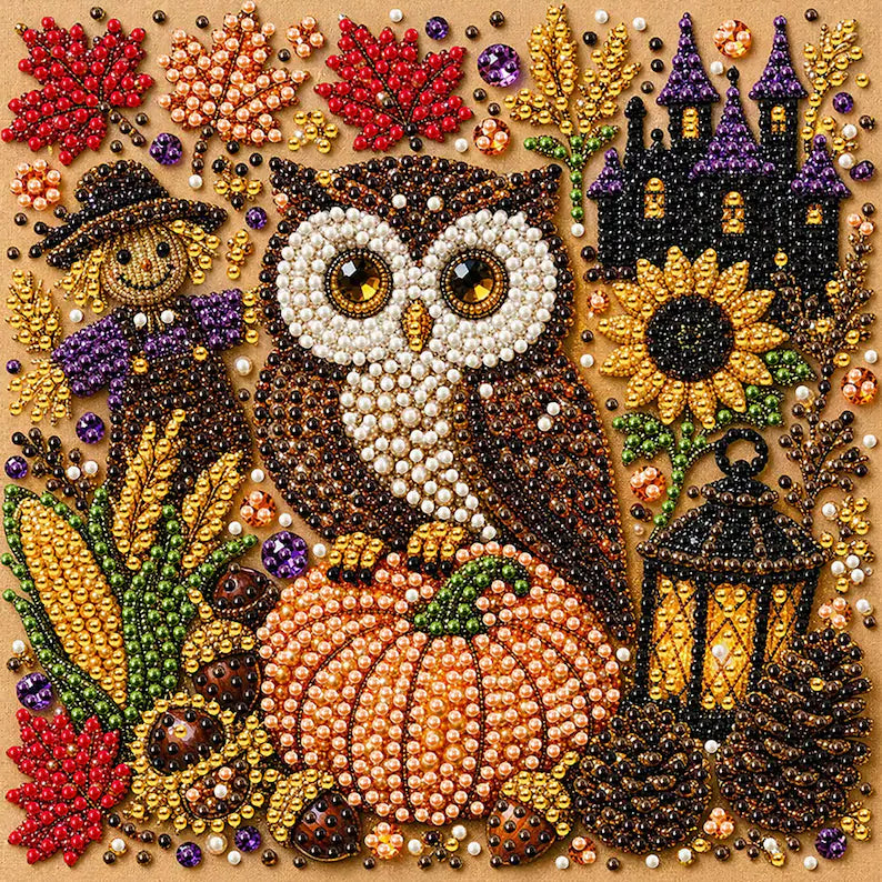 Halloween Diamond Art Kit, Black Cat Pearl Bead Painting Craft, DIY Pearl Diamond Art for Adults, Spooky Cute Halloween Gift for Her