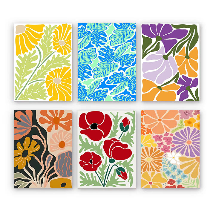 6 Mini PBN - Flowers Set framed