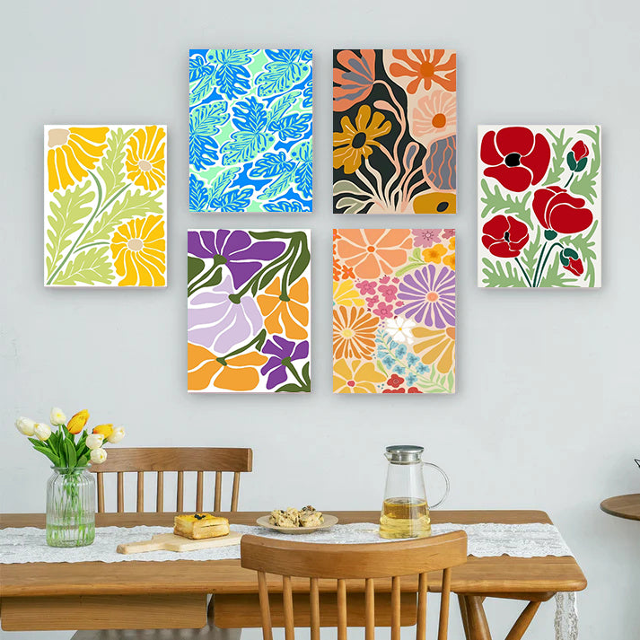 6 Mini PBN - Flowers Set framed