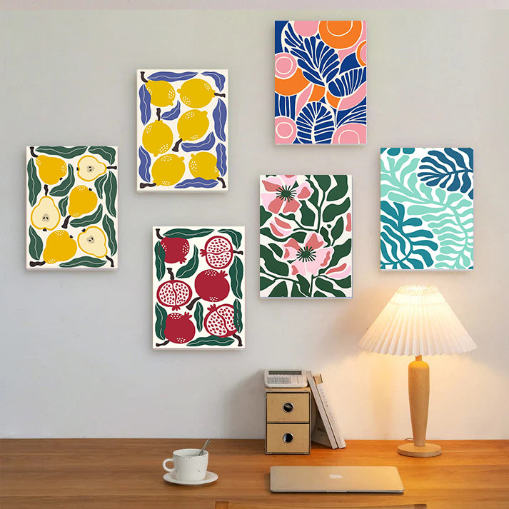 6 Mini PBN - Fruit  Set framed
