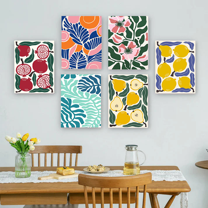 6 Mini PBN - Fruit  Set framed